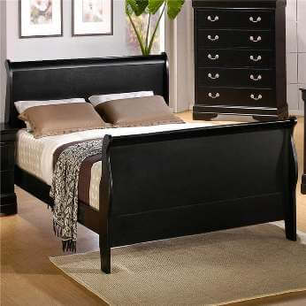 Coaster Black Full Sleigh Bed with Wide Trim Accents