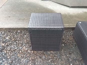 Outdoor Dark Brown Resin Wicker Cube Side Table