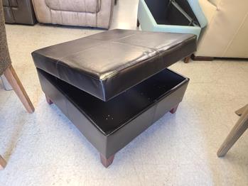 Dark Brown Faux Leather Large Square Storage Ottoman
