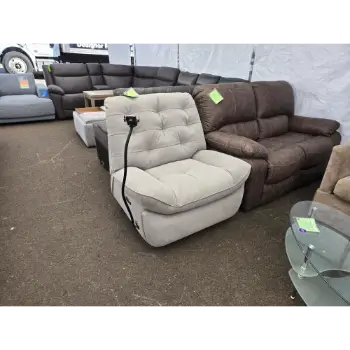 Bellsiem Light Khaki Fabric Armless Power Swivel Recliner