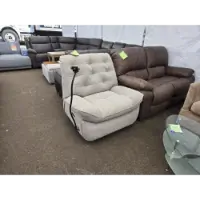 Bellsiem Light Khaki Fabric Armless Power Swivel Recliner