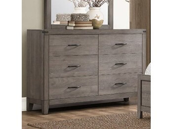 Homelegance Woodrow Grey Distressed Wood-Look Dresser with Metal Corner Accents
