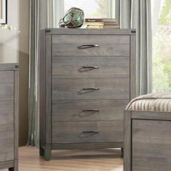 Homelegance Woodrow Grey Distressed Wood-Look Chest with Metal Corner Accents