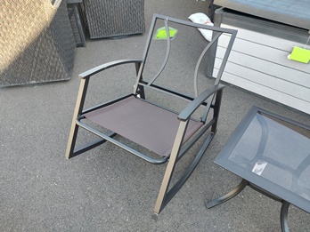 Outdoor Black Steel Framed Rocking Chair (missing cushions)