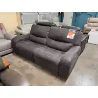 Manwah Charcoal Microsuede 2-Piece Dual Power Reclining Loveseat With Contoured Arms