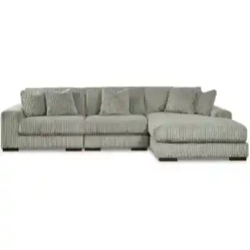 Ashley Lux Charcoal 3-Piece Sectional with Right-Hand Chaise