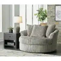 Ashley Lux Charcoal Oversized Swivel Chair