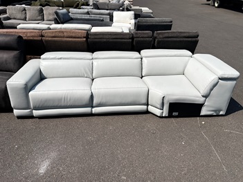 White Leather 3-Piece Squared Corner Sofa (does not recline)