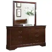 Homelegance Mayville Cherry Finish 6-Drawer Dresser with Mirror