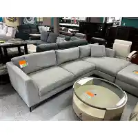 Thomasville Grey Fabric 2-Piece Sectional with Right Hand Chaise & Metal Legs