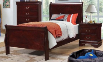 Coaster Cherry Finish Twin Sleigh Bed