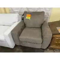 Silver Fabric Chair with Wide Flared Arms