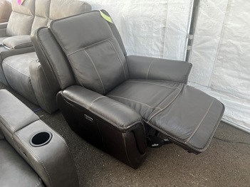 Espresso Leather Dual Power Recliner