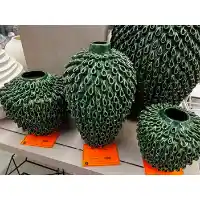 Three Hands Textured Green Medium Ceramic Vase