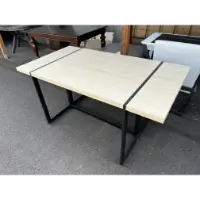 Stanley Ranger Natural Finish Dining Table with Black Metal Base