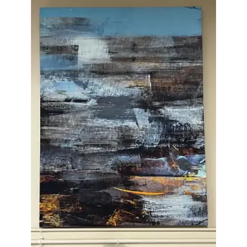 Classy Art Abstract Light Blue, Gold & White Wall Art