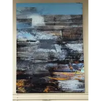 Classy Art Abstract Light Blue, Gold & White Wall Art