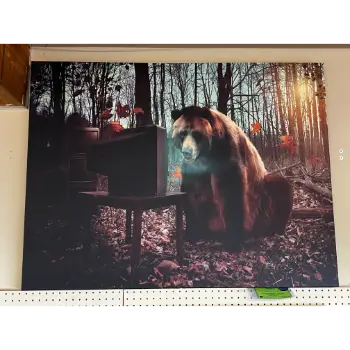 Classy Art Bear Watching TV Wall Art