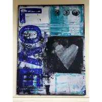 Classy Art Abstract Blue Love Collage Wall Art