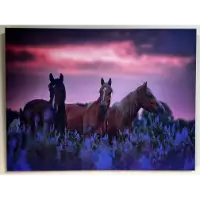 Classy Art Horses in Blue Bonnets Wall Art