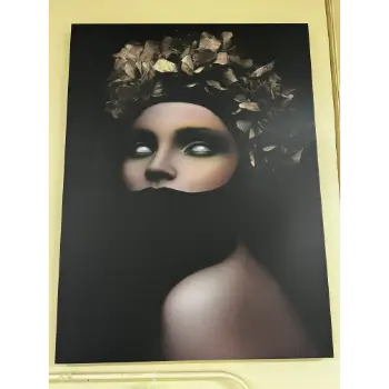 Classy Art Glam Lady in Gold & Black Hat Wall Art