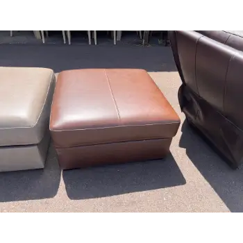 Jason Furniture York Chestnut Leather Storage Ottoman (top lifts off)
