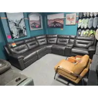 Jason Furniture Charcoal Leather Manual Reclining Sectional