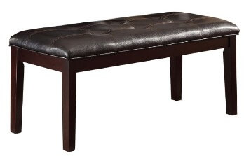 Homelegance Espresso Finish Bench with Black Faux Leather Upholstery & Tufted Accents