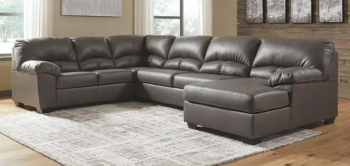Ashley Albertson Grey Faux Leather 3-Piece Sectional with Right-Hand Chaise