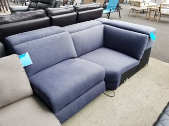 Blue Fabric Corner & Armless Chair (blemish)