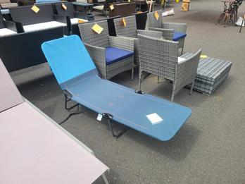 Outdoor Blue 2-Tone Folding Chaise Lounge