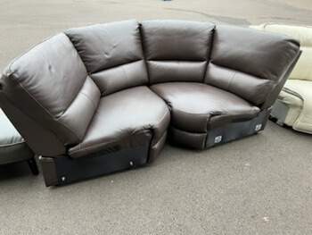 Dark Brown Leather Wedge-Shaped Corner Chair