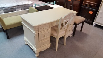 Homelegance Elegant Ivory Desk & Chair with Carved Accents