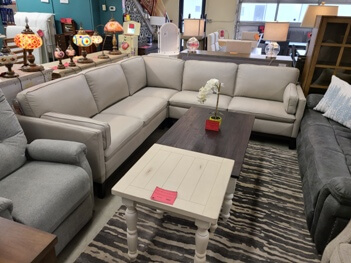 Chateau Dax Dove Grey 3-Piece Italian Leather Sectional