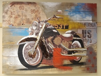 Crestview Motorcycle Wood Wall Art with Metal Accents 48 x 36