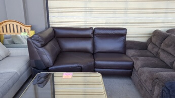 Dark Brown Leather 2-Piece Armless Loveseat