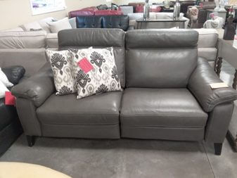 Natuzzi Stefana Charcoal 2-Piece Italian Leather Power Reclining Sofa