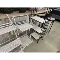 Three Hands White Metal 2-Shelf Plant Stand Cart
