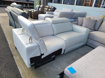 Jason Furniture Nevio White Italian Leather 2-Piece Power Reclining Corner Sectional