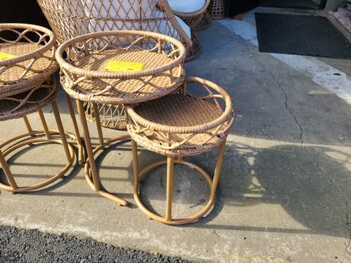 Outdoor Light Brown PVC Wicker Side Tables (set of 2)