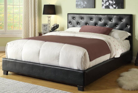 Coaster Regina Black Faux Leather Queen Bed