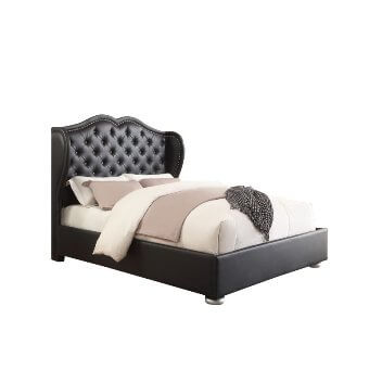 Coaster Black Faux Leather Wingback Queen Platform Bed