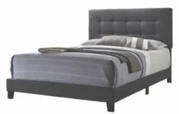 Coaster Mapes Charcoal Fabric Queen Bed with Tufted Accents