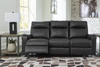 Ashley Lafayette Charcoal Faux Leather Power Reclining Sofa