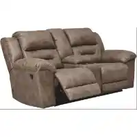 Ashley Rockland Fossil Microsuede Power Reclining Console Loveseat