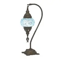Import Corner Turkish Antique Bronze Table Lamp with 3-Inch Hanging Mosaic Glass Shade