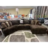 Jackson Furniture Mammoth Chocolate 3-Piece Sectional with Cuddler & Right-Hand Chaise