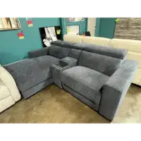 Highlander Brent Midnight Fabric 3-Piece Dual Power Reclining Console Loveseat with Left-Hand Chaise