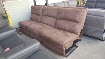 Manwah Vacaro Mocha 3-Piece Armless Sofa with Power Recliners & Power Headrests