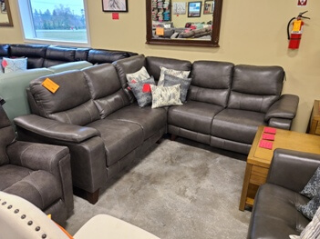 Northridge Home Charcoal Leather Power Reclining 3-Piece Sectional